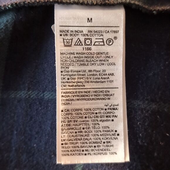 Cotton Plaid flannel boyfriend shirt tunic style size M Black Watch Tart… - Picture 5 of 7